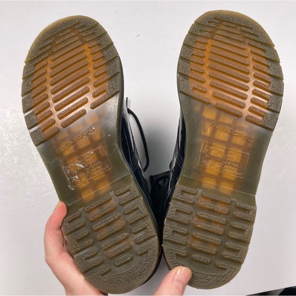 DR. MARTENS 1460 Womens Black Patent Leather Lace Up Boots - Picture 8 of 11